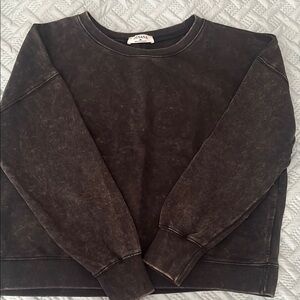 Zenana Outfitters Acid Washed Black Crewneck Sweatshirt